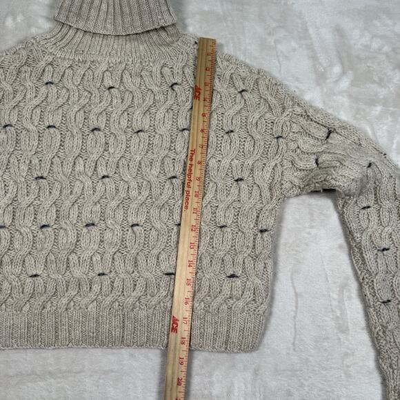 Fenn Wright Manson Wool Cable Knit Cropped Turtleneck Sweater Women's Size S - Picture 10 of 10